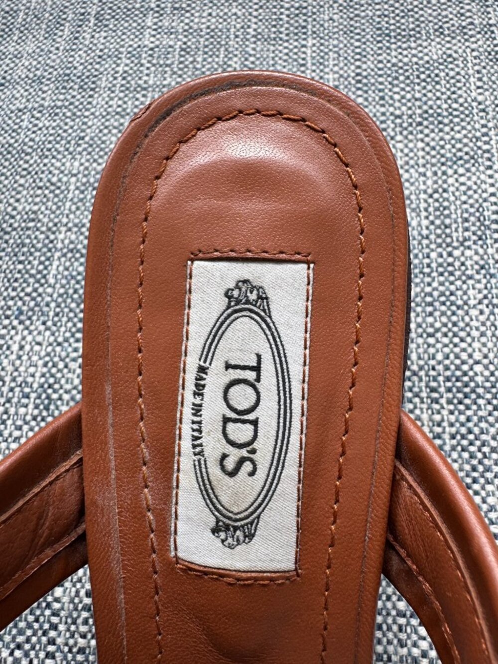 Tod's Double T Heeled Sandal | Brown Leather & Ivory White Canvas | Size 36 6 - Picture 3 of 10